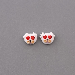 Murano Glass Dog Beads, Lampwork valentine bead, love Beads, jewelry making, heart spacer, Tiny Dog Charm, animal earring, DIY bracelet,