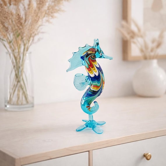 アートガラスタツノオトシゴ、吹きガラスの動物、手作りの