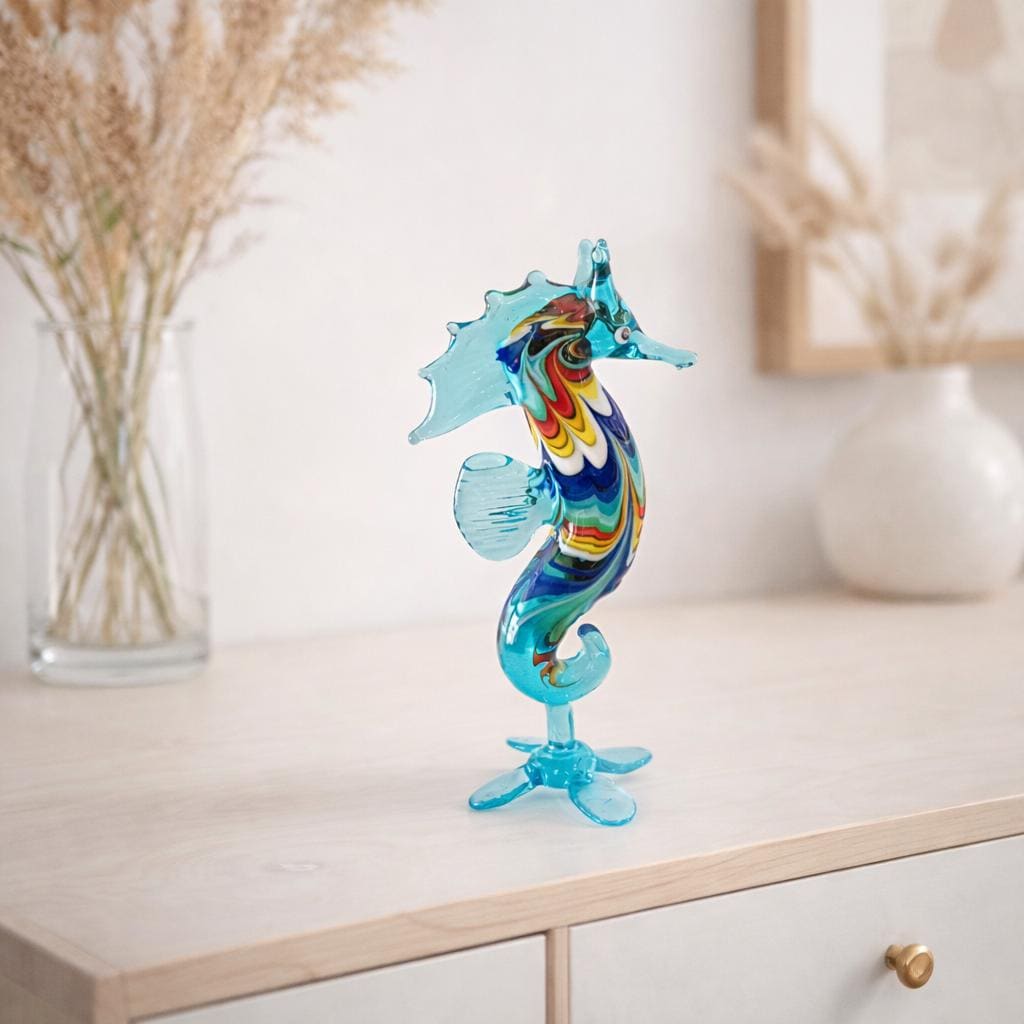 アートガラスタツノオトシゴ、吹きガラスの動物、手作りの