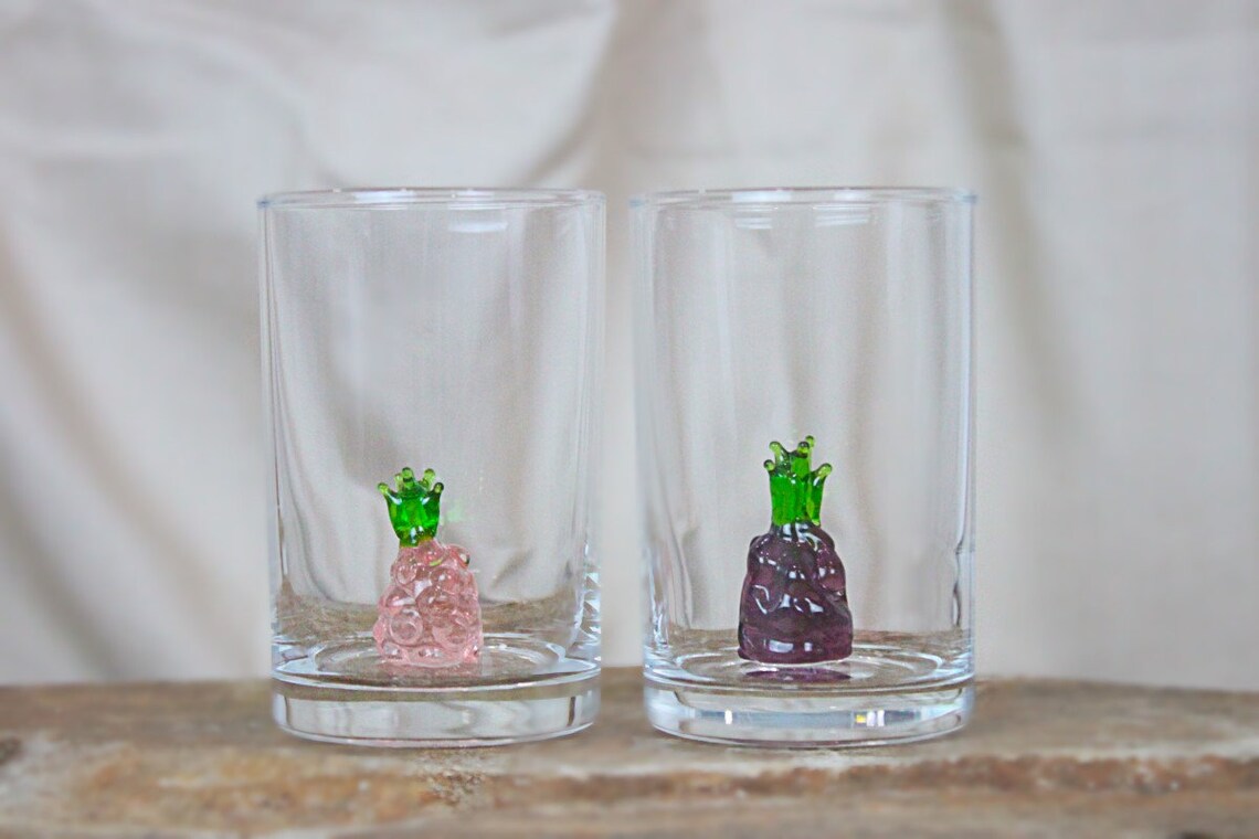 Pineapple small drinking glasseshand blown murano Etsy