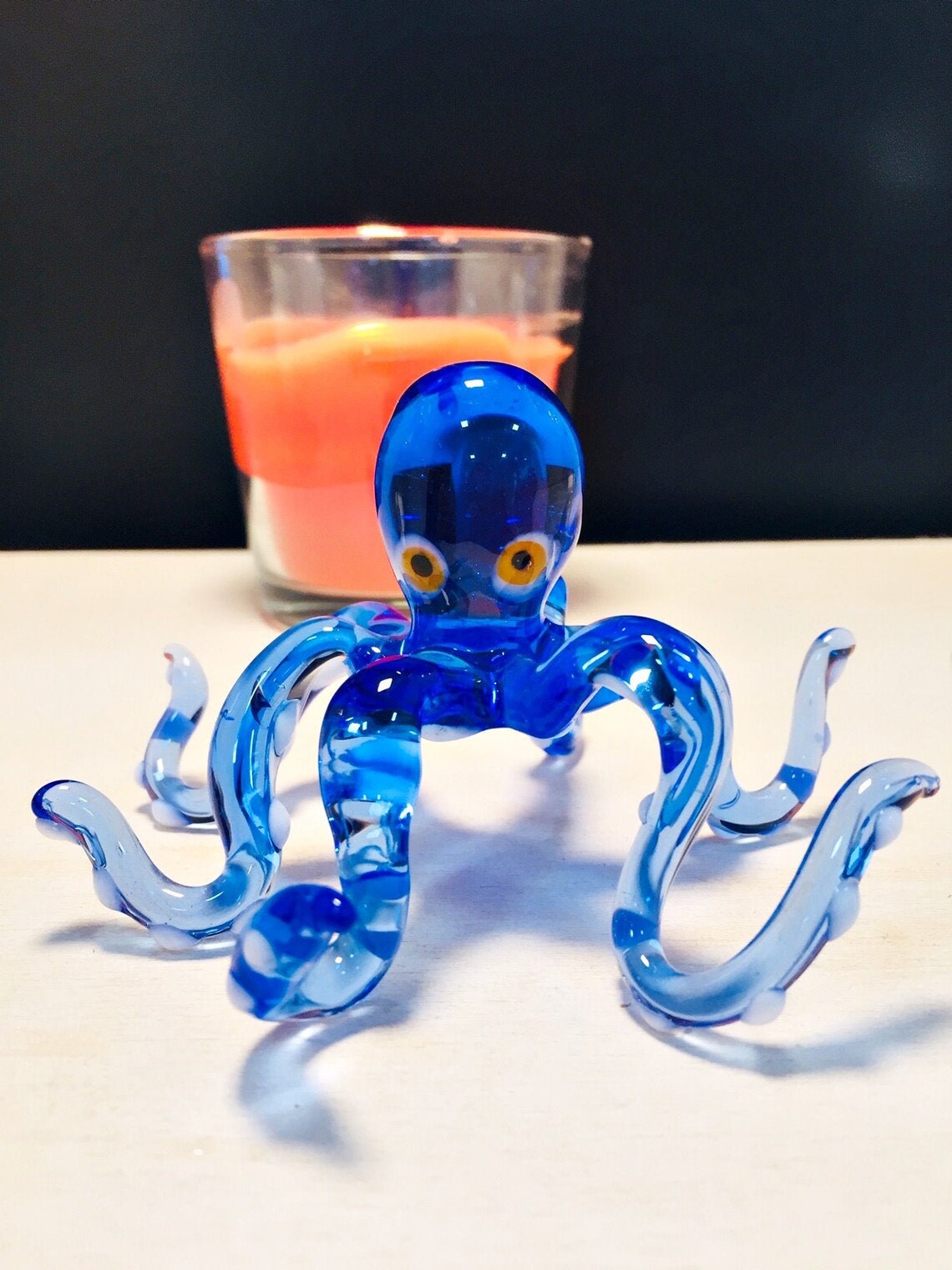 Murano Glass Blue Octopus Sculpture Hand Blown Sea Animals Etsy