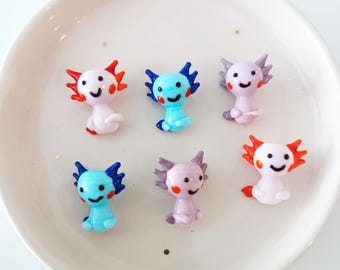 Muranoglas lachende axolotl spacer kraal, lampwork amfibie dier kraal, sieraden maken charme, hanger oceaan thema, schattige axolotl oorbel