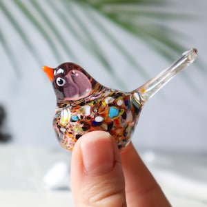 Miniature murano glass birds, tiny sparrow, colorful birds, little bird sculpture, bird collection, decorative cute birds, office desk decor image 2