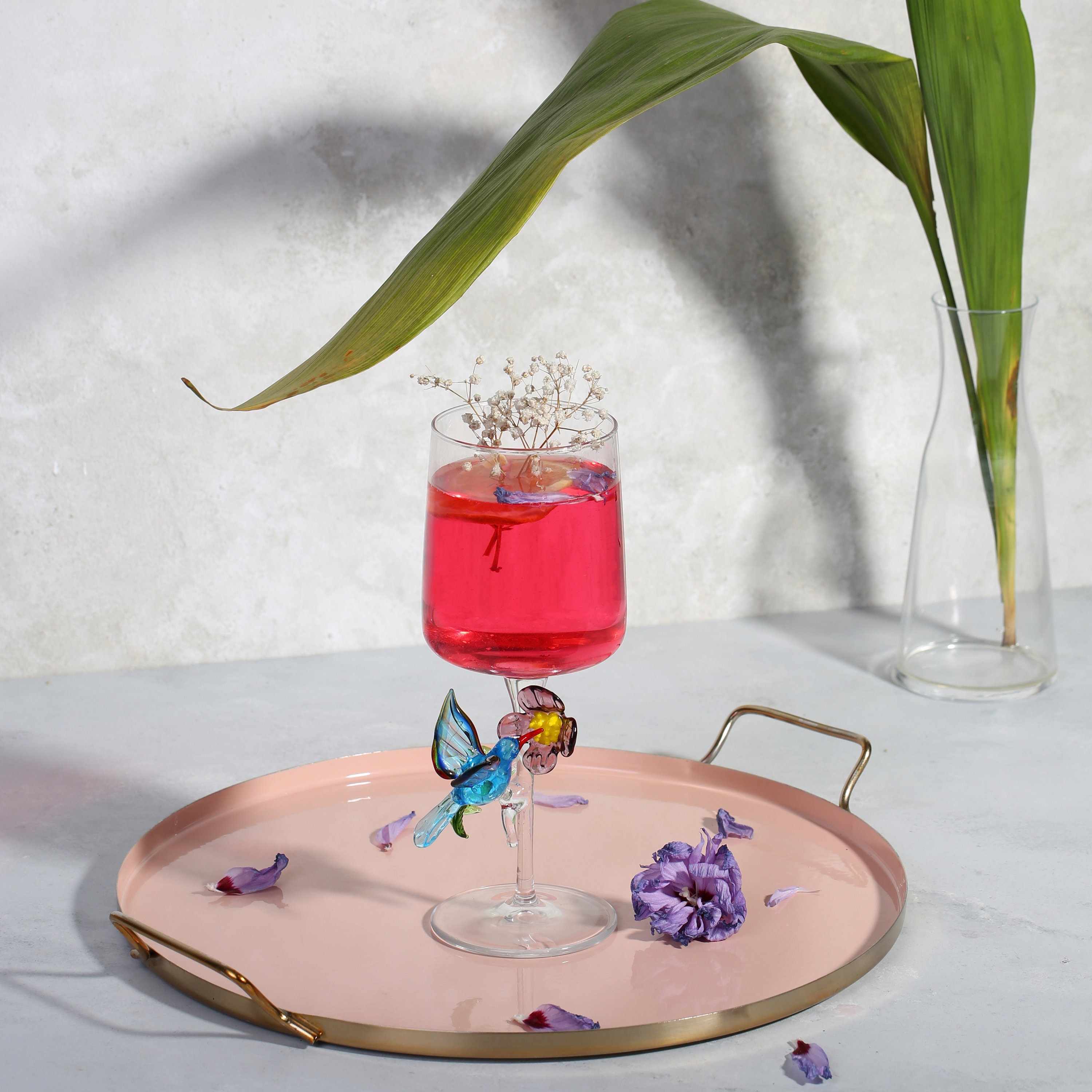Hummingbird & Flower themed wine glasses set, bride groom wedding glasses, red wine glass, cocktail glass, vintage coupe glass, barware set,