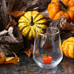 Pumpkin stemless wine glasses, autumn mug, xmas mug, glassware, fall decor, water glass, glass mug, holiday home decor, Thanksgiving gift