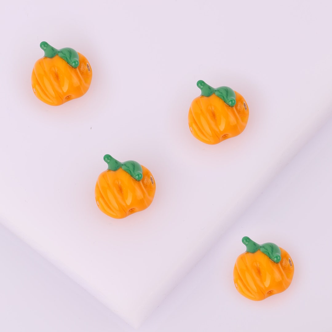 Murano Glass Pumpkin Beads, Food Bead, Jewelry Making, DIY Necklace