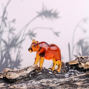 Brown Bear Glass Figurine, lampwork wild bear sculpture, Interior Design and Office Decor, standing bear statue, gift for hunter, xmas gift