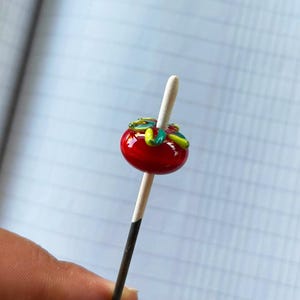 Murano Glass Tomato spacer bead, Red vegetable Charms, Lampwork drilled fruit Bead, DIY food Bead Supply, vegan pendant, farming jewelry