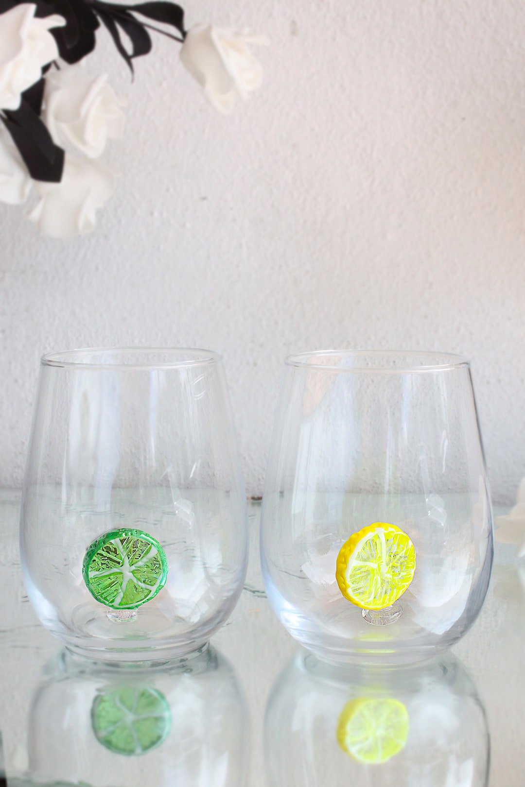 Floral Lemon Glass Can Cup With Lemon Charm – Decals And Daydreams