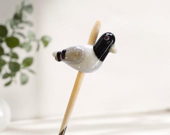 Pigeon Glass Bead, Gray Black Bird Bead, Lampwork Dove Charm, Murano Glass Bird, Handmade Jewelry Supply, Cute Bird Focal Bead