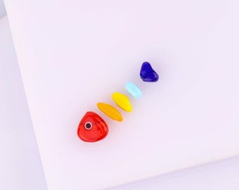 Glass Fishbone spacer bead, Lampwork Jewelry supplies, Colorful Fish Bead, DIY rainbow fish skeleton, Fish Lucky Charm, lgbt, ocean bracelet