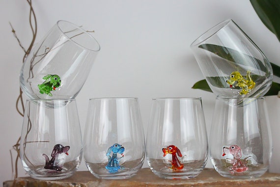 Cute Glass Tumbler With Glass Dog, Dog Glass Cup, Water Cup, Drink Glass,  Handmade Glassware, Glassware Set, Holiday Glasses, Handmade Dog -   Israel