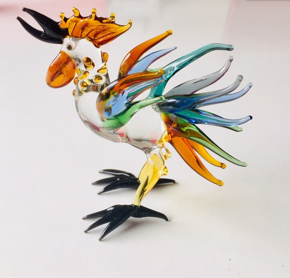 Art Glass Rooster Blown Glass Animal Murano Farm Animals - Etsy Art Glass Rooster Blown Glass Animal Murano Farm Animals - Etsy