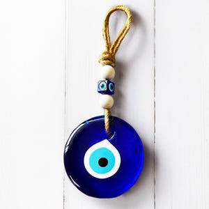 Ojo de cristal para colgar en la pared, ojo azul, cuenta protectora para el hogar, amuleto decorativo, adorno de buena suerte, Nazar, adorno colgante