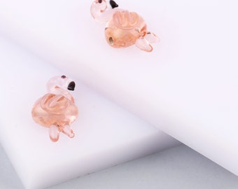 Perline distanziatrici in vetro di Murano a forma di fenicottero rosa, perline forate in vetro di Murano, perline con uccellini rosa, ciondoli a forma di fenicottero, collana a forma di fenicottero, forniture per braccialetti fai da te,