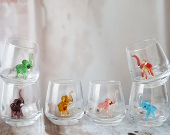 Elephant shot glasses set , elephant cup, small drinking cup, wedding shot glass, cocktail party glass, barware set, birthday, new home gift