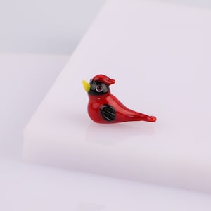 Murano Glass Red Cardinal Beads, Lampwork spacer Bead, Bird earring charms, DIY bracelet supplies, red bird jewelry making drilled bead