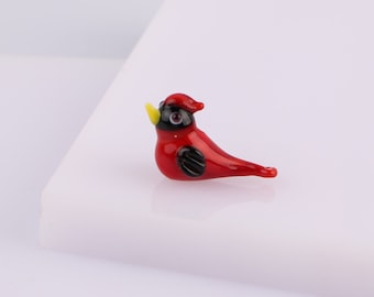 Murano Glass Red Cardinal Beads, Lampwork spacer Bead, Bird earring charms, DIY bracelet supplies, red bird jewelry making drilled bead