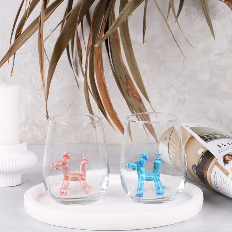 Balloon Dog Drinking Glasses Murano Glassware Christmas Wine Etsy