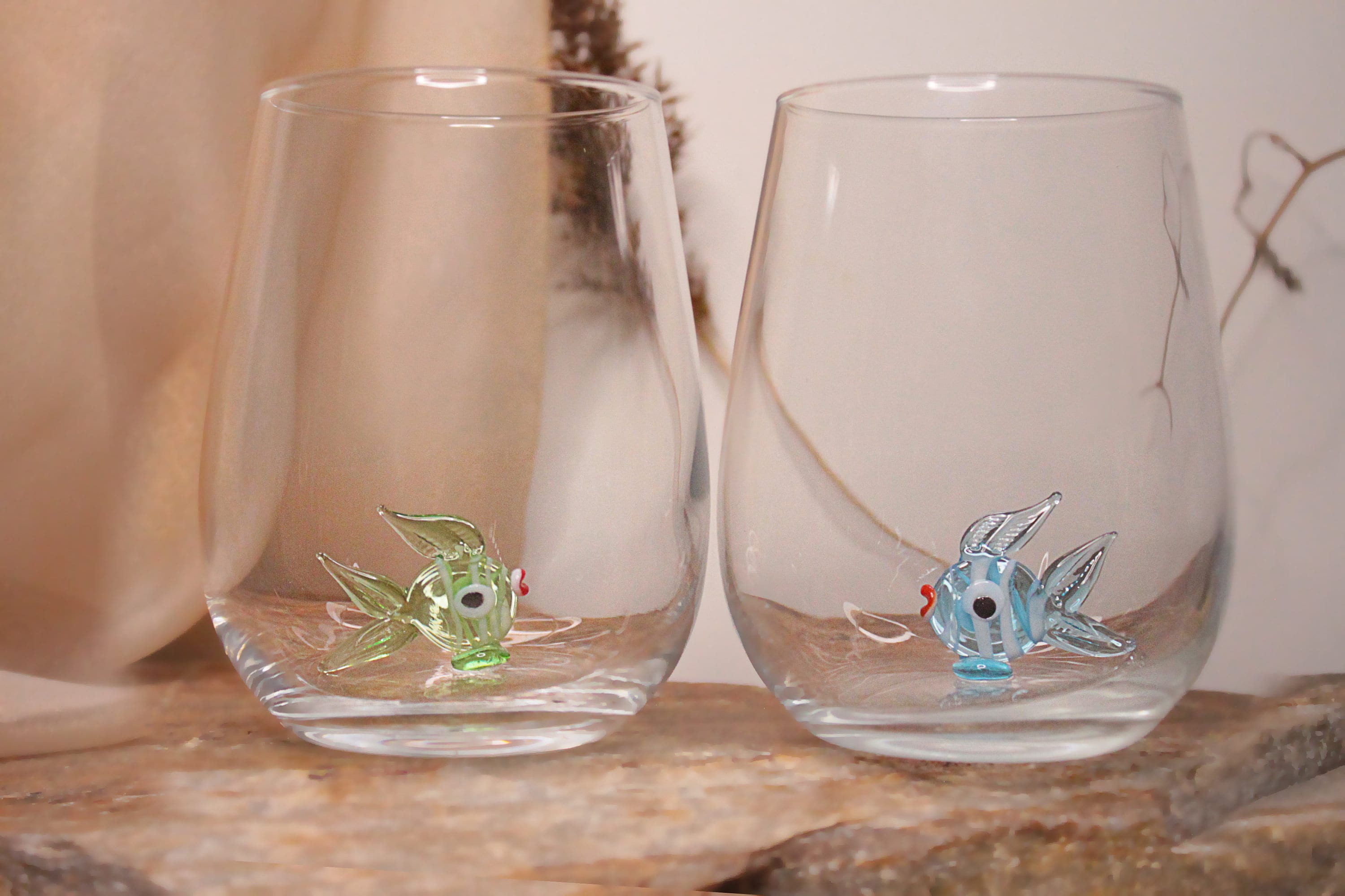 All Purpose Etched Fish wine Glasses – Kate and Company