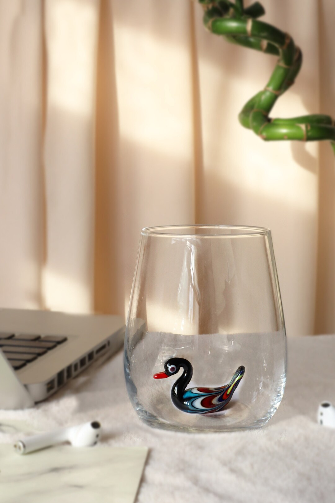 Stemless Drinking Glass Inside Duck Cute Duck Cup Water Etsy