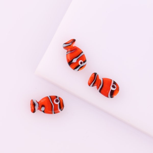 Murano Glass Orange Fish Beads, Lampwork fish  Jewelry, Fish jewelry, DIY bracelet, Fish Charm, Fish earrings, Fish Pendant, Artisan Bead,