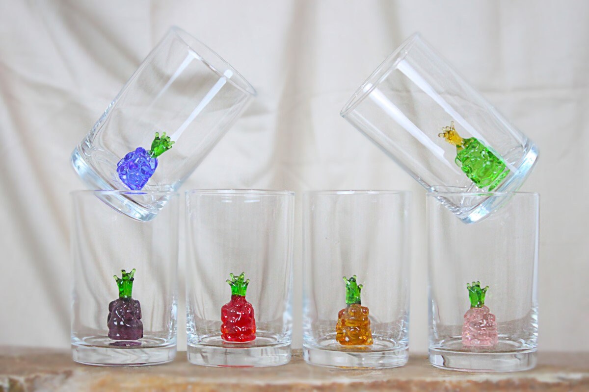 Pineapple small drinking glasseshand blown murano Etsy