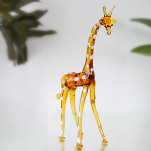 Glass giraffe figurine, Murano Glass Animals, cute giraffe sculpture, art glass african animals, blown glass, sweet home decor, wild life,