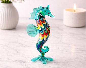 アートガラスタツノオトシゴ、吹きガラスの動物、手作りの