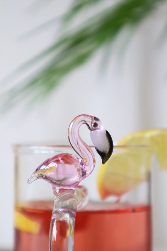 Tasse à thé en verre avec flamant rose, tasse à café en verre