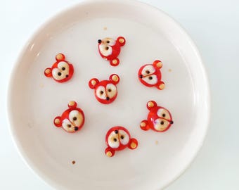 Murano Glass Fox Spacer Bead , Lampwork Forest Animal Bead, Fox jewelry drilled charms, DIY bracelet connector, earring design supplies,