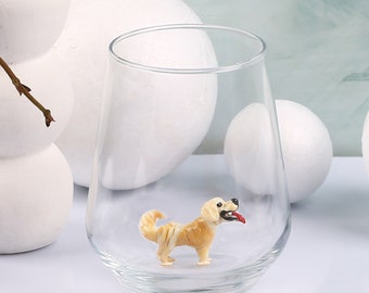 Golden retriever dog glass drinking cup, English retriever mug, glassware, dog dad xmas gift, water cup, golden Mom gift, dog birthday party