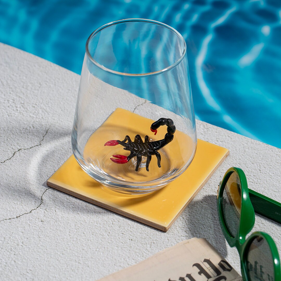 Scorpion Drink Glass, Black Emperor Scorpion Cup, Handmade