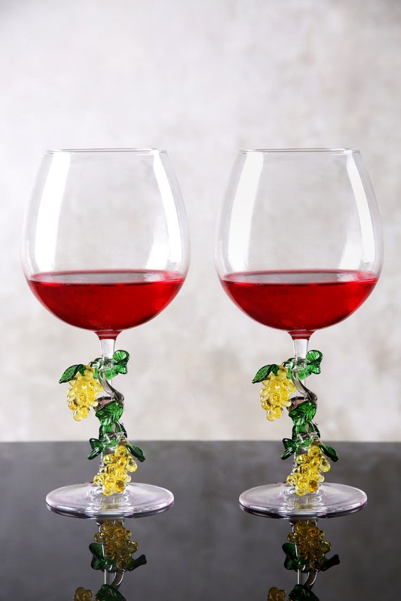Modern Wine Glasses, Yellow Grape , Red Wine Glass, Large Wine Glasses,  Balloon Wine, Large Glassware, Best Wine Glass, Cocktail, Wedding 