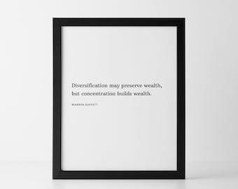 Warren Buffett Concentration Builds Wealth Quote Wall Art Digital Printable