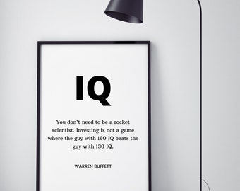 Warren Buffett Don't Need High IQ Quote Wall Art Digital Print