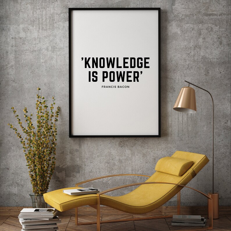 Knowledge Is Power Quote Wall Art Digital Printable Etsy