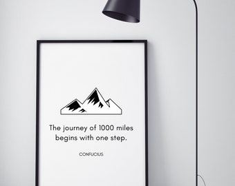 Confucius The Journey of 1000 Miles Quote Wall Art Digital Printable