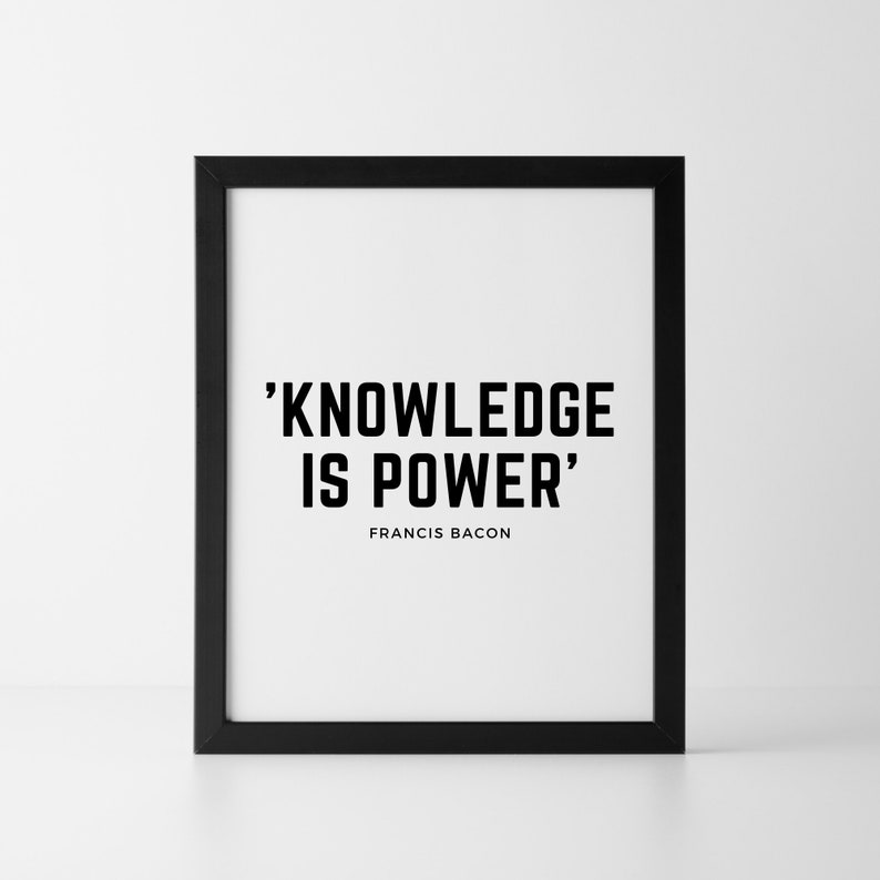 Knowledge Is Power Quote Wall Art Digital Printable Etsy