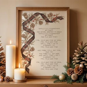 Impresión vintage de Auld Lang Syne, arte mural de Hogmanay, decoración de Año Nuevo, descarga digital