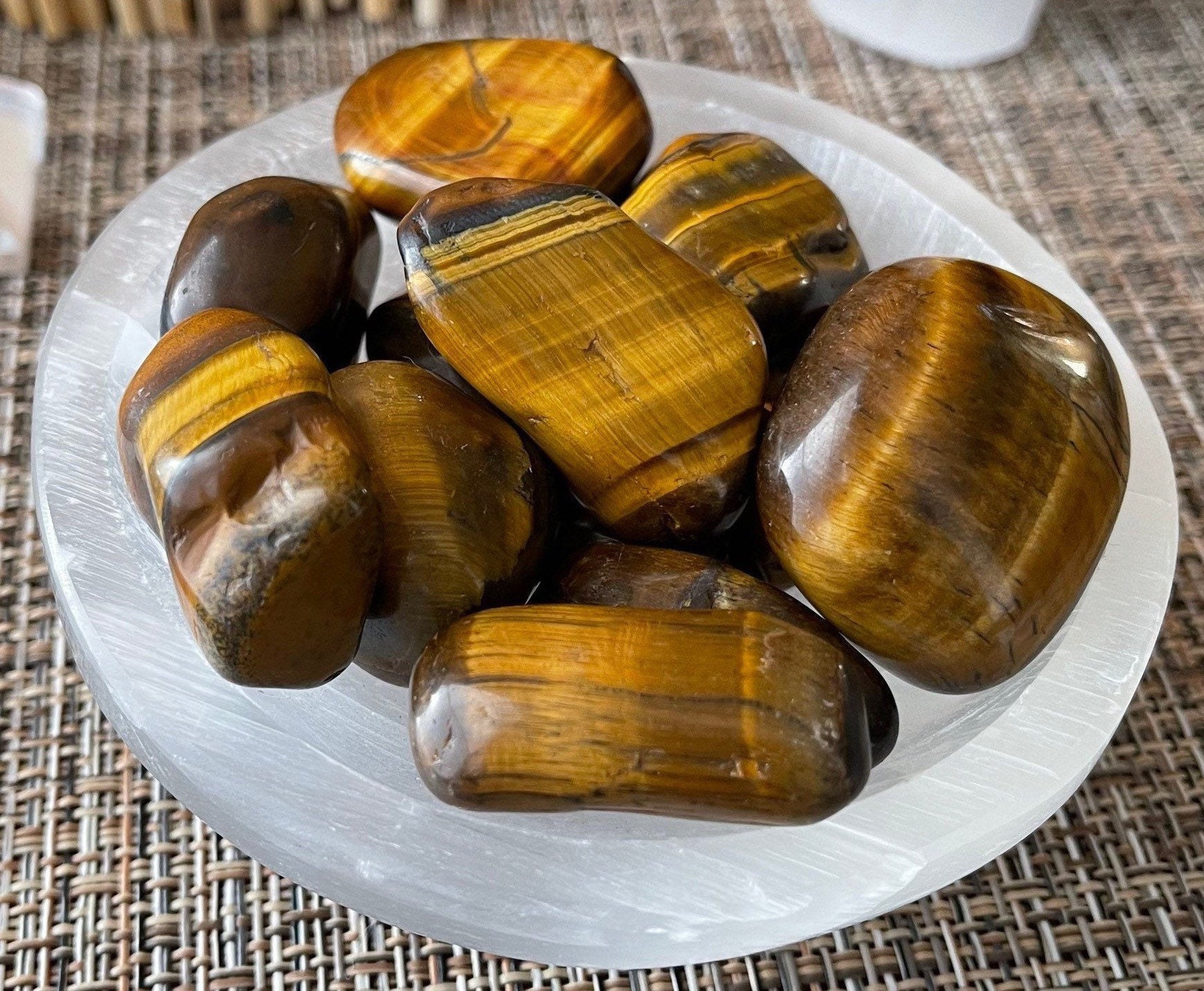 A+ Tiger Eye Tumbled, Tigers Eye Crystal Gift, Natural Home Decor