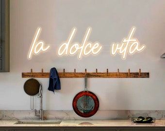 La Dolce Vita Kitchen Sign -  LED Neon Lights For Wall Decor, Inspiring Nostalgia, Italian Culinary Passion, Calm Ambiance Welcoming Signage