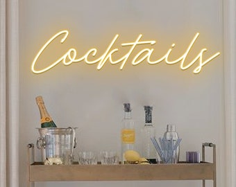Cocktails neon sign, bar cart decor, party decorations, LED neon light, neon sign for bar, bar cart wall art sign, prints