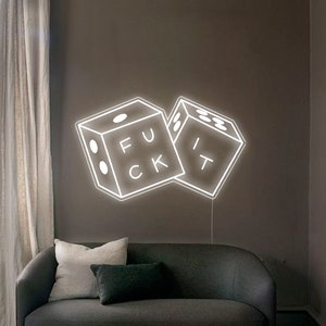 Sinal de néon para decoração de parede - Foda-se rolo de dados - Sinal de néon LED, presente aleatório de roleta de cassino, sinais de néon LED personalizados personalizáveis,