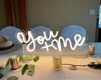 Letrero de neón independiente para decoración de mesa, luces de neón LED personalizadas con soporte acrílico, señalización de centro de mesa iluminada personalizada