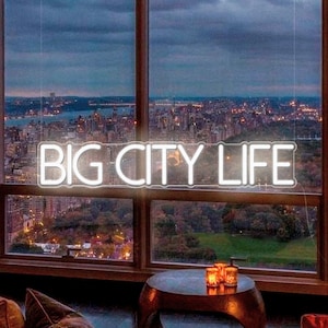 Cartel de neón - Big City Life - Luces de neón LED personalizables para pared, letras de canciones de Mattafix sobre la ciudad de Nueva York, regalo personalizado