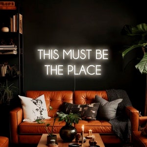 Este debe ser el lugar: luces de neón LED para decoración de paredes, letrero de neón iluminado personalizable, ambiente tranquilo y acento decorativo acogedor