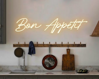 Bon Appetit Neon Light, kitchen french decor LED sign, custom personalized signage lamp