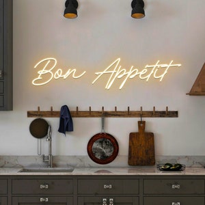 Bon Appetit Neon Light, kitchen french decor LED sign, custom personalized signage lamp
