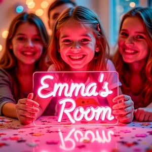 Letrero de neón con nombre: letrero de neón LED seguro para pared con controlador de atenuación, lámpara linda personalizada para habitación de niños, regalo personalizado para seres queridos